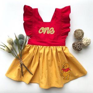 Winnie The Pooh Smash Cake first Birthday Outfit Dress Clothes Smash Cake one